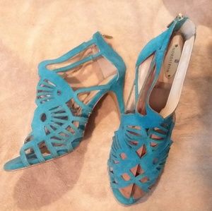 Teal laser cut heels in real color